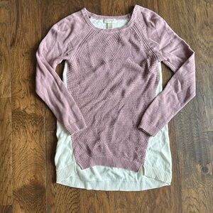 Ann Taylor Loft mauve and cream white sweater size small